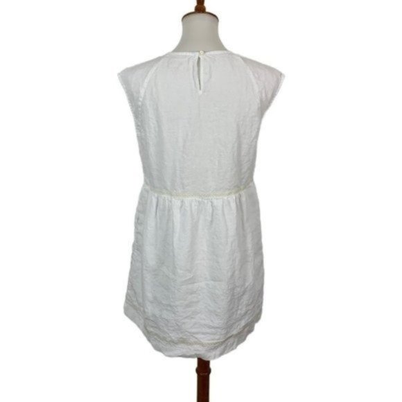 Madewell Dress Medium White Linen Short Sleeve - Picture 6 of 8